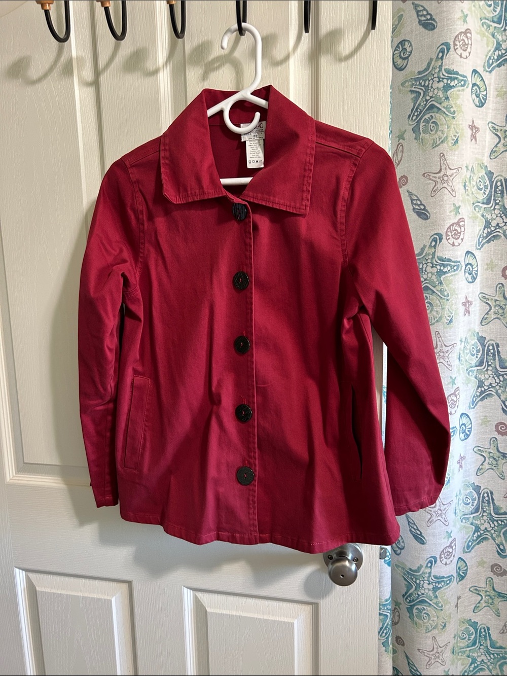 Women's Red Button-Front Blazer Jacket CMC